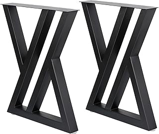 Table Legs Metal 2 PCS, Black Steel Table Legs 28" H x 24" W,