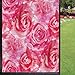 Watercolor Flower Frosted Window Film Privacy Window Film,Mixed Roses Painting Vivid Colors Romantic Floral Design Ornate Nature Theme Non-Adhesive Removable,Pink 24 x 36