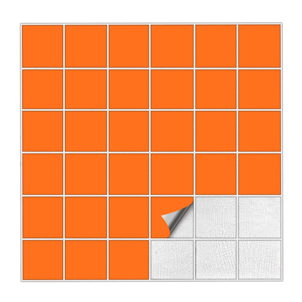 Kiwistar Adesivi Per Piastrelle Arancioni Lucidi 2,2x2,2 Cm - 25 Pezzi, Rimovibili E Resistenti All'acqua - 3