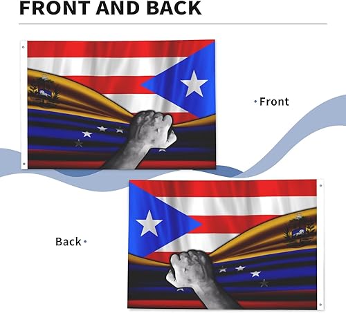 Miniatura 5 de Bandera de Venezuela y bandera puertorriqueña de Puerto Rico, bandera de 2 x 3 pies, bandera para exteriores, bandera de doble cara, bandera de