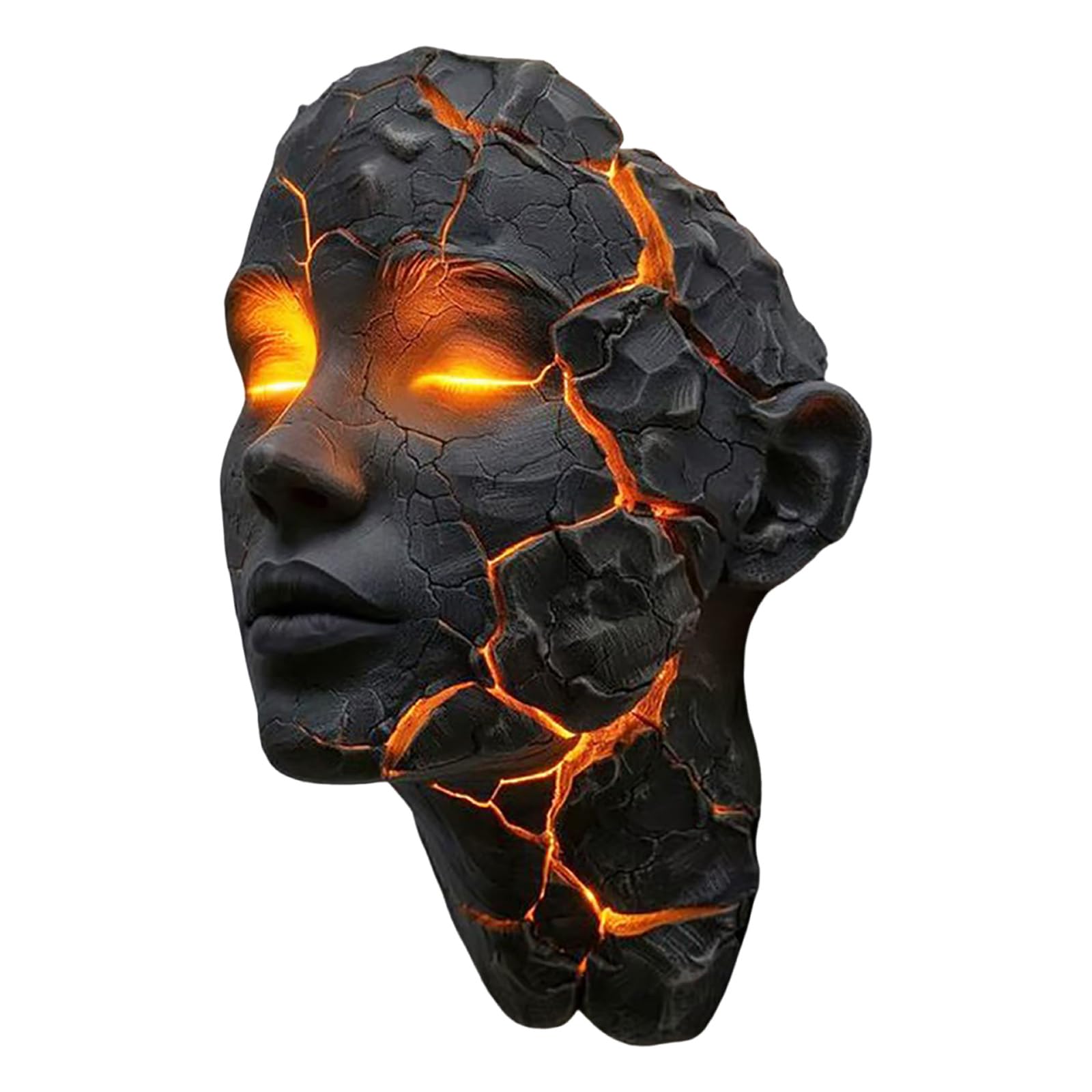 3D Gothic Cracked Soul Wall Light, LED Lava Crack Pattern Resin Art Sconce, Battery Powered Decorative Lamp for Halloween, Bedroom, Living Room (AA)
