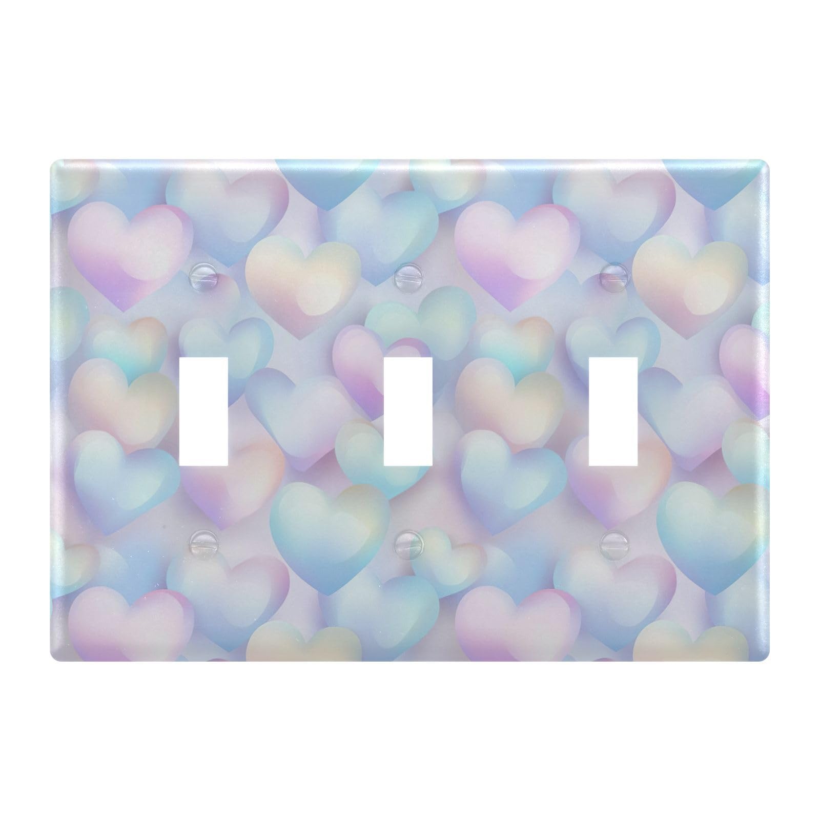 Light Switch Cover Pastel Rainbow Hearts Wall Plates for Electrical Outlets 3 Gang 202b6555