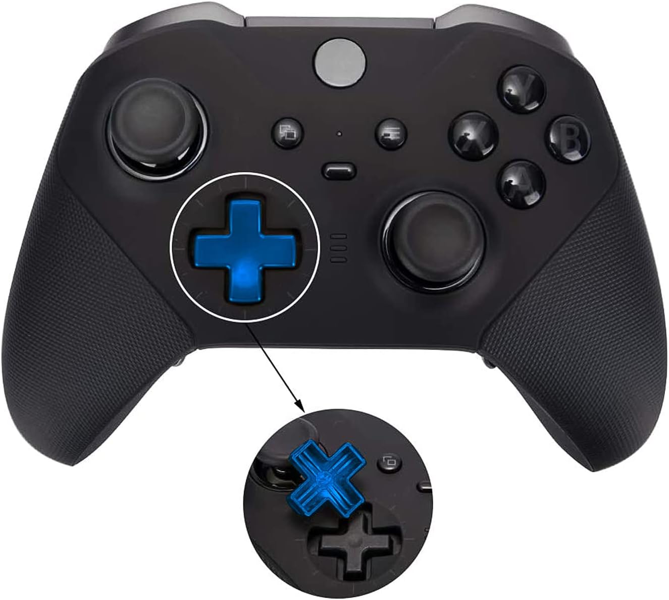 2PCS Metal D-Pad Button Replacement Kits, 4 PCS Metal Paddles, Hair Trigger Locks Replacement Parts for Xbox One Elite Controller Series 2 (Blue)