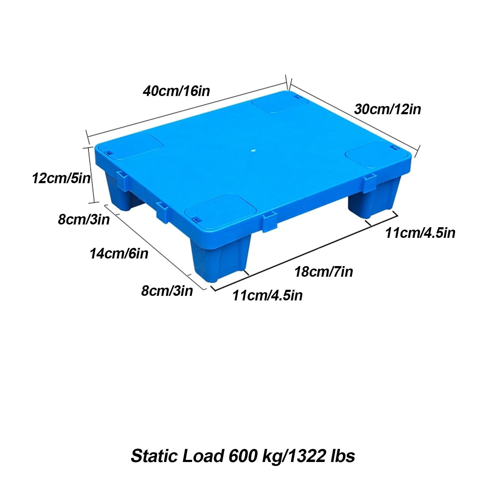 Pallet impilabili ad incastro in plastica resistente, per cantina, garage e magazzino, capacità di carico 40,6 x 30,5 x 12,7 cm, soluzione salvaspazio