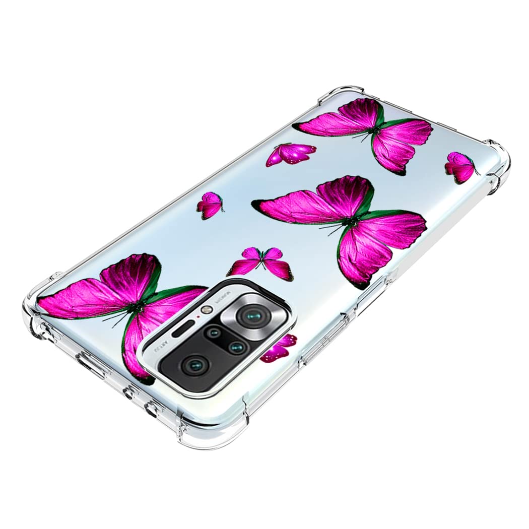 Yerebel Hoesje Voor Redmi Note 10 Pro / Pro Max - Transparant Met Rozenbloem Print - TPU Bumper Bescherming