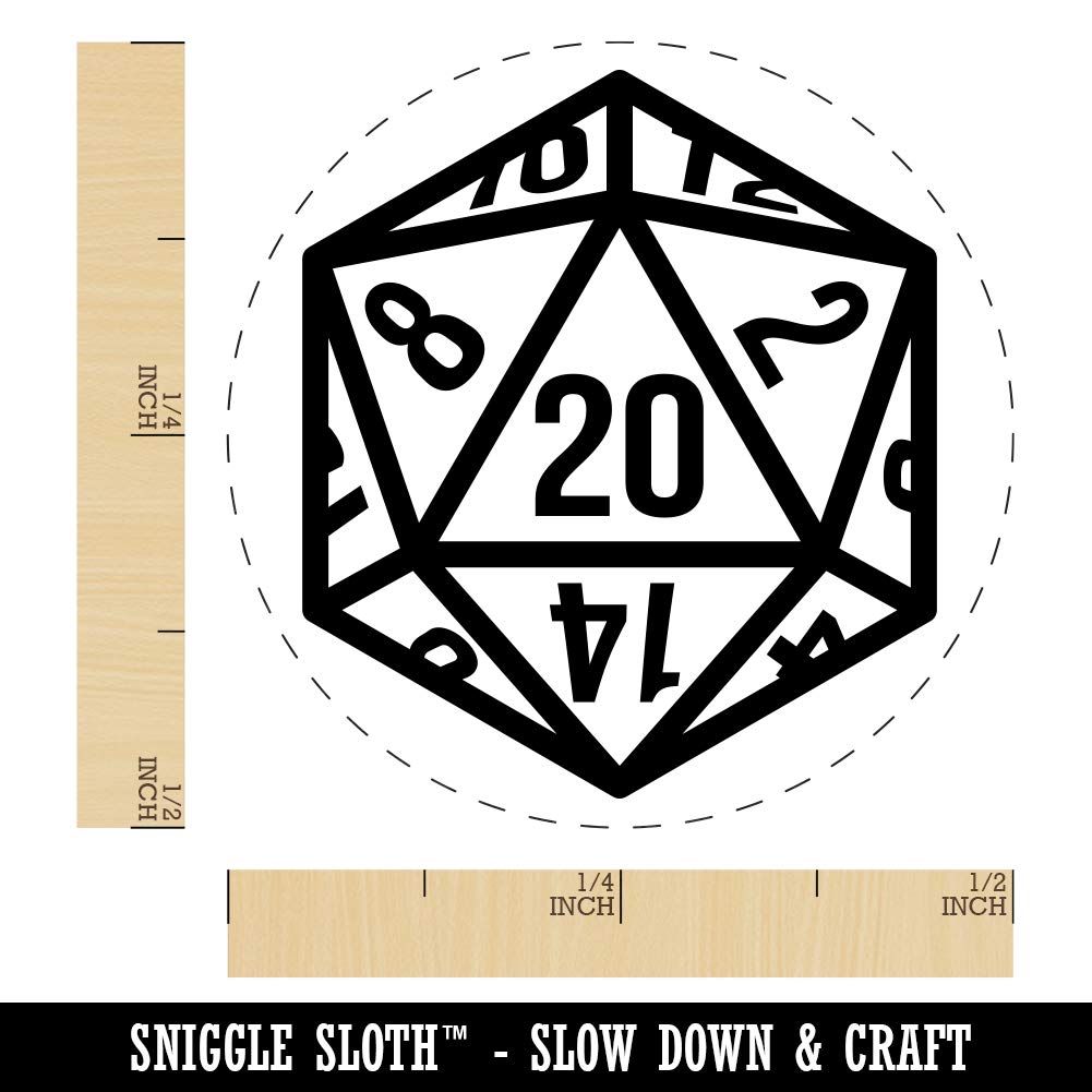 Critical Hit - D20 20 Sided Gaming Gamer Dice Role Rubber Stamp for Stamping Crafting Planners - 1/2 Inch Mini