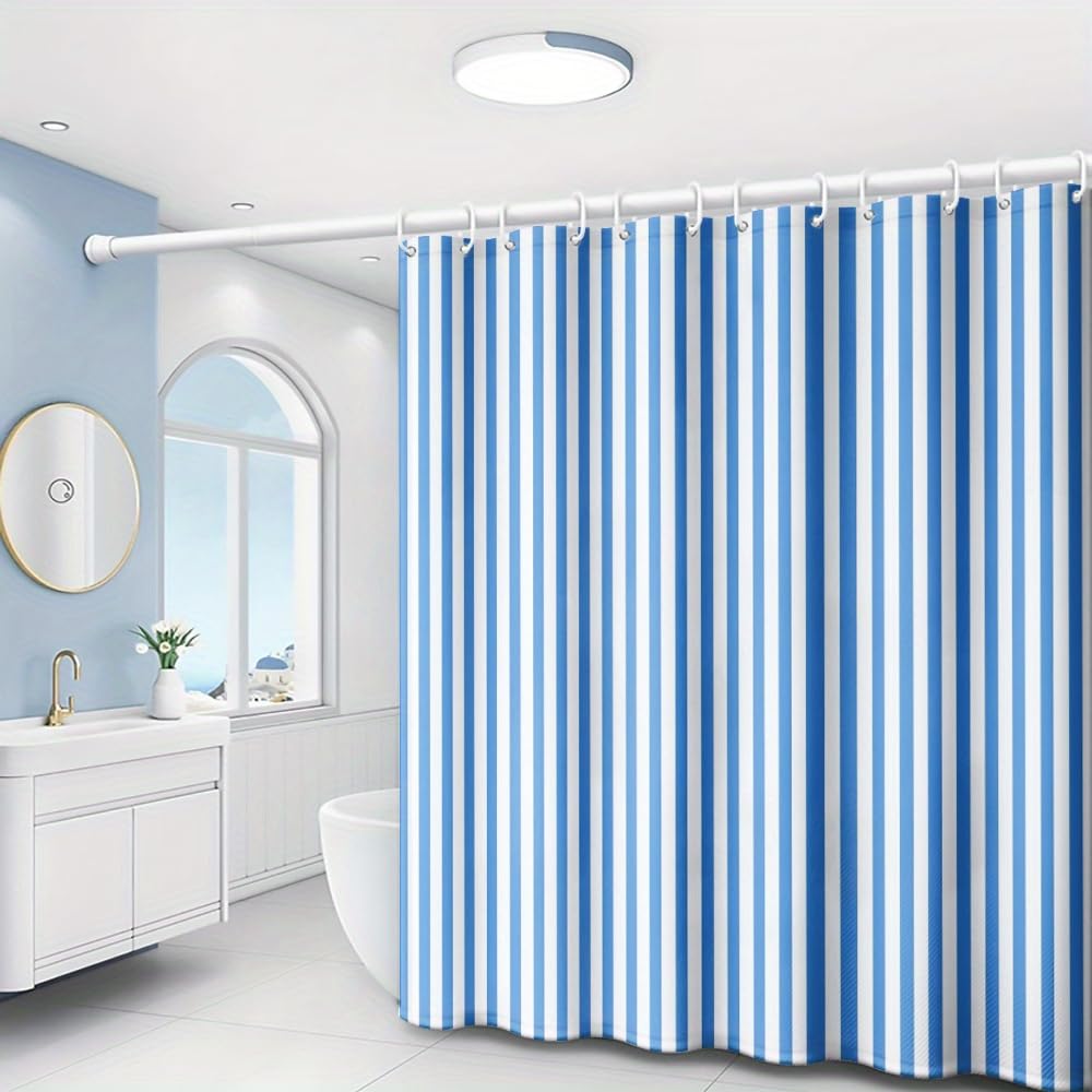 Rideau de douche polyester imperméable 100 x 200 cm anti-moisissure avec anneaux de fixation