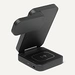 Amazon Basics MagSafe Compatible 25W Chargement rapide certifié Qi2.2 3-in-1 Station de recharge sans fil, support pliable pour iPhone 17/16/15/14/13/12, Apple Watch, AirPods, avec 45W Adaptateur noir