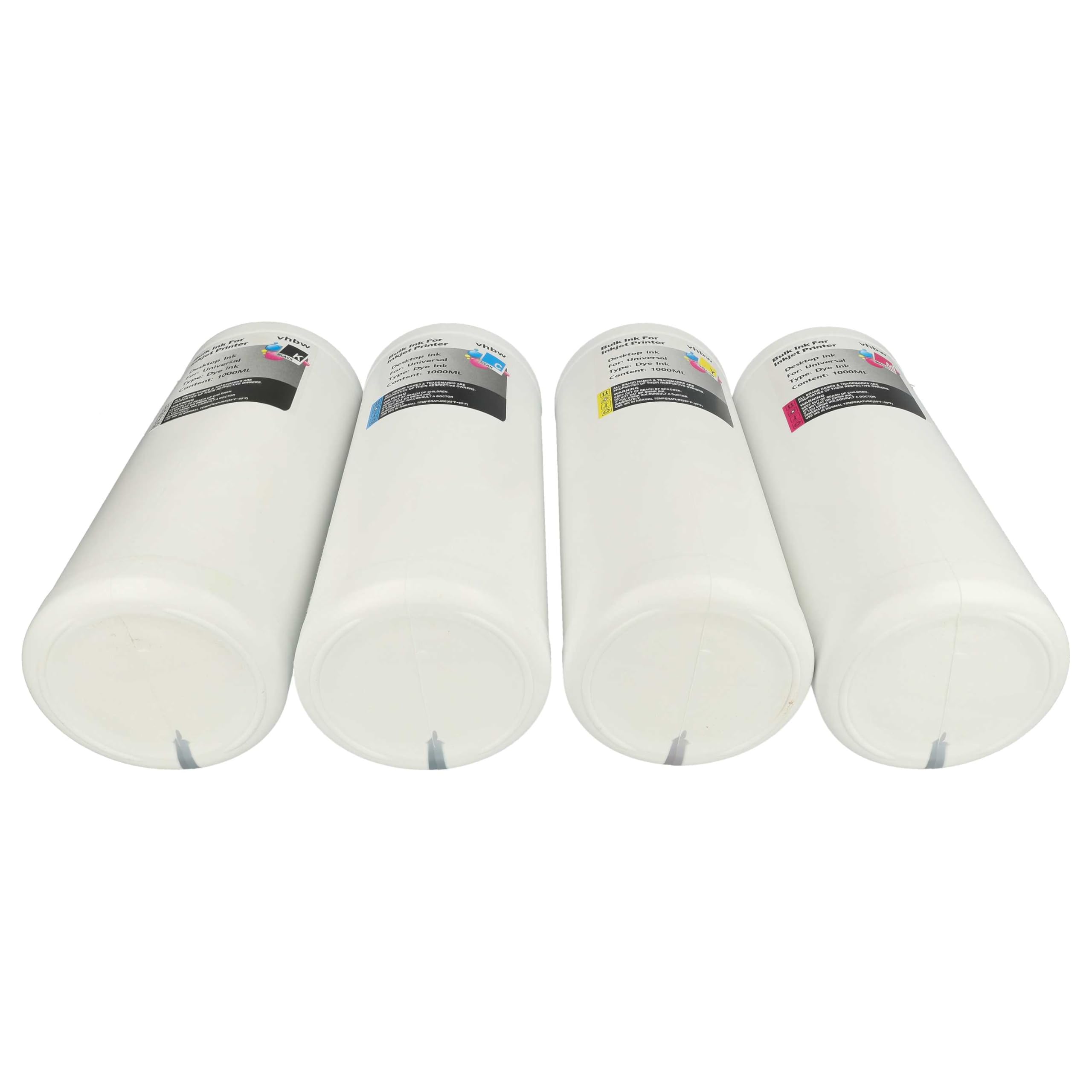 vhbw 4X Nachfülltinte für Drucker | Refillset Dye Cyan, Dye Magenta, Dye Schwarz, Dye Yellow, 1000ml