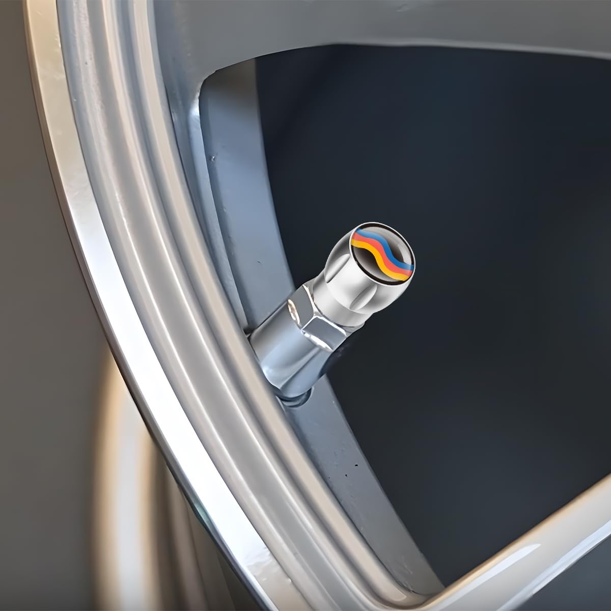 Car Tire Valve Stem Caps, 4PCS Wave Aluminum Alloy Leakproof Vehicle Tyre Valve Stem Cover with Rubber Ring, Dustproof Automotive Wheel Air Caps, Universal for Trucks SUVs Sedans (Silver) - Image 4