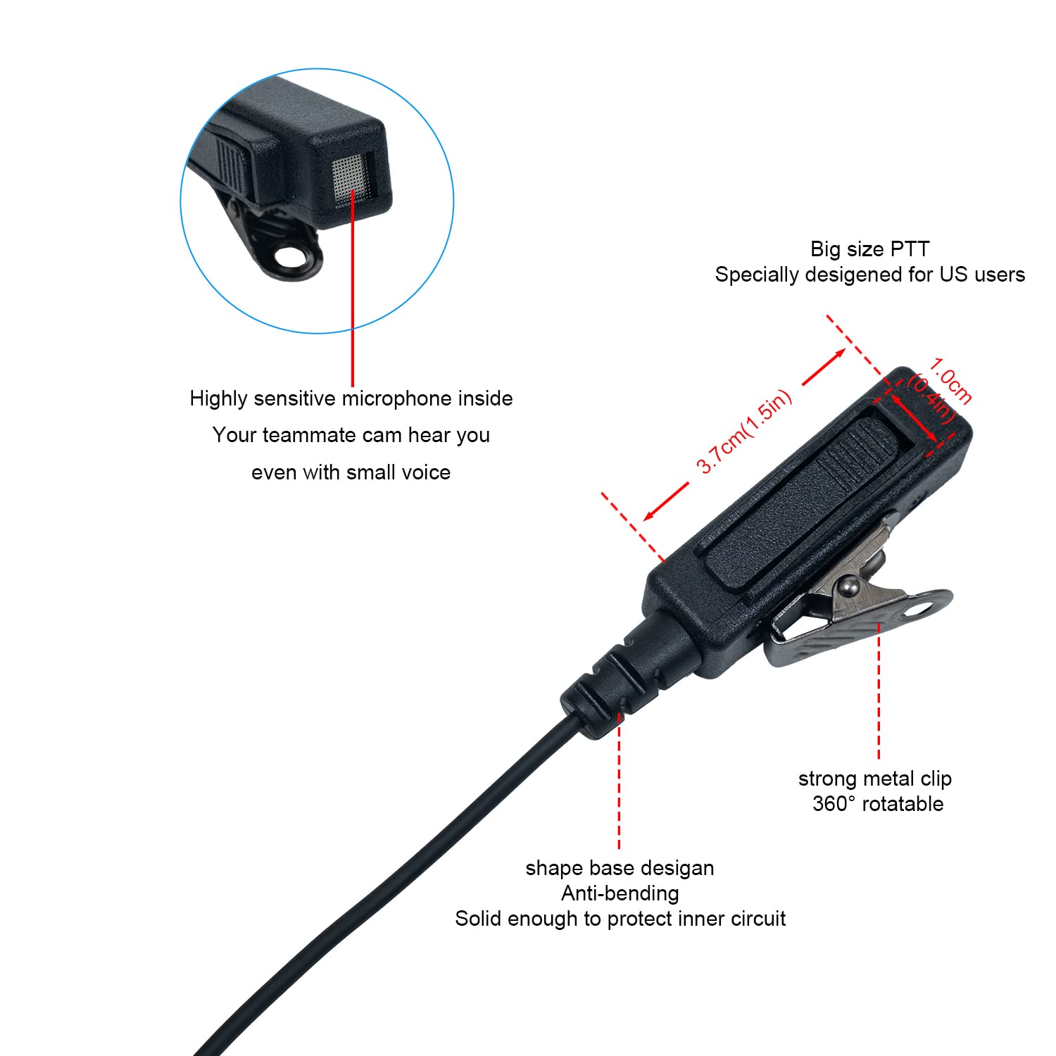Écouteur Avec Micro Pour Talkie-Walkie Motorola SL Series (SL1K, SL2K, SL300, SL500...) - Tube Acoustique, Clip Oreille