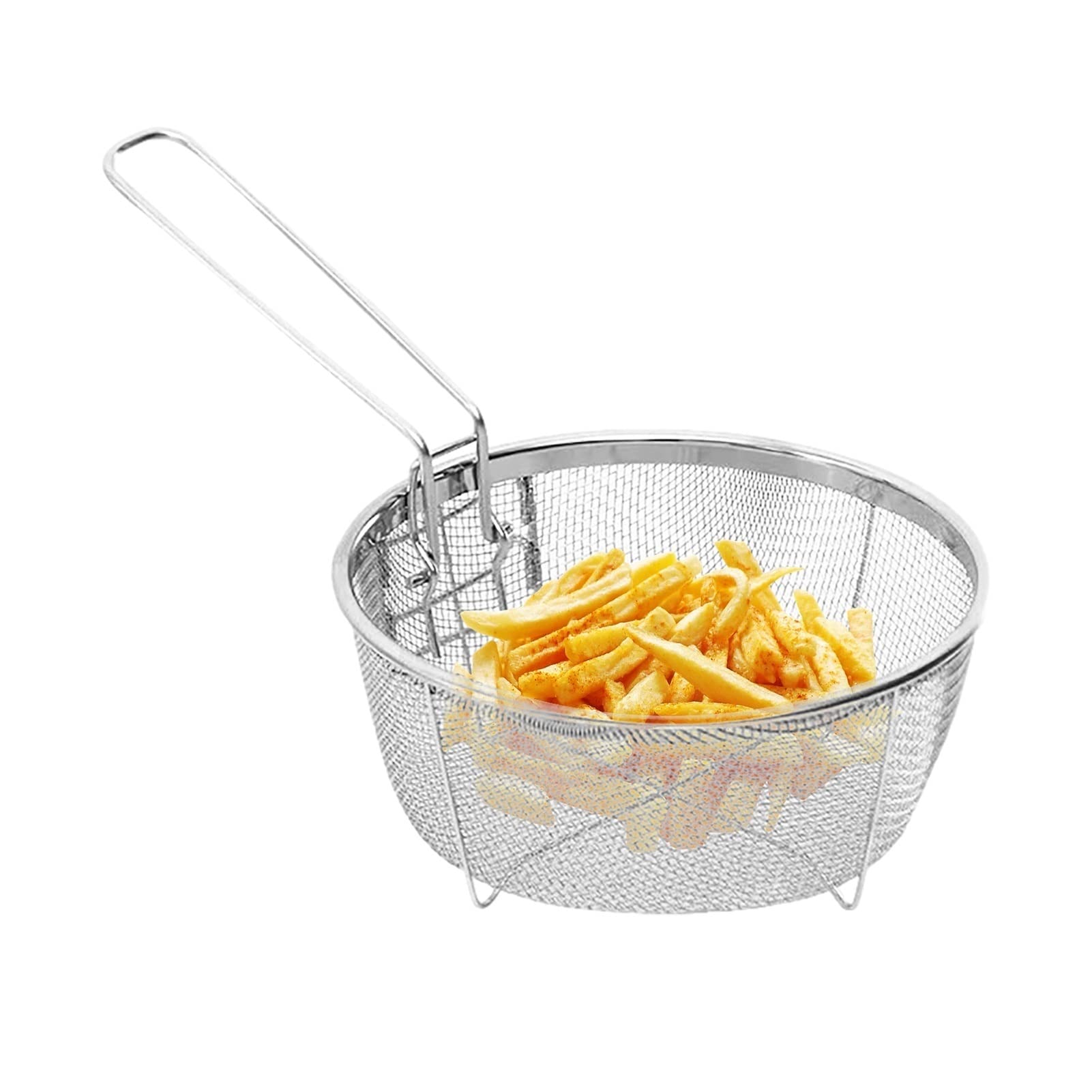 Kosz na frytki, kwadratowy kosz do smażenia, ze stali nierdzewnej, kosz na frytki, przenośny kosz na smażony kurczak z uchwytem, kosze do smażenia z uchwytem (kolor: 23 x 23 cm)