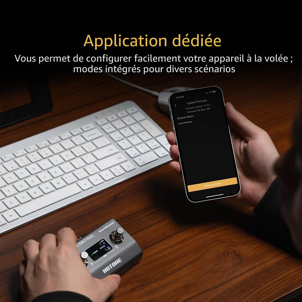 HOTONE BT MIDI Pédale de Contrôle au Pied 2 Boutons Sans Fil Pulze Control