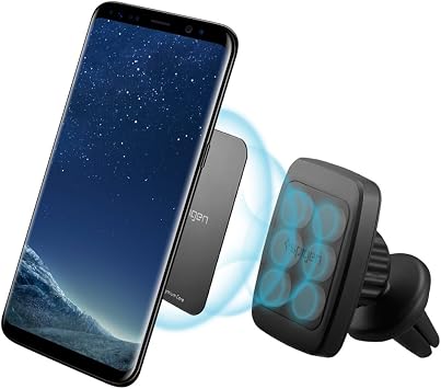 Spigen H12 Manyetik Araç içi Havalandırma Telefon Tutucu + 2 Adet Plaka Tüm Telefonlara Uyumlu Black - 000CD20115
