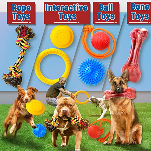Zeaxuie Heavy Duty Various Dog Chew Toys For Aggressive Chewers - 9 Pack Value Set Includes Indestructible Rope Toys & Squeaky Toys For Medium, Large & X-Large Breeds (For Aggressive & Energy Dog) #TOP1