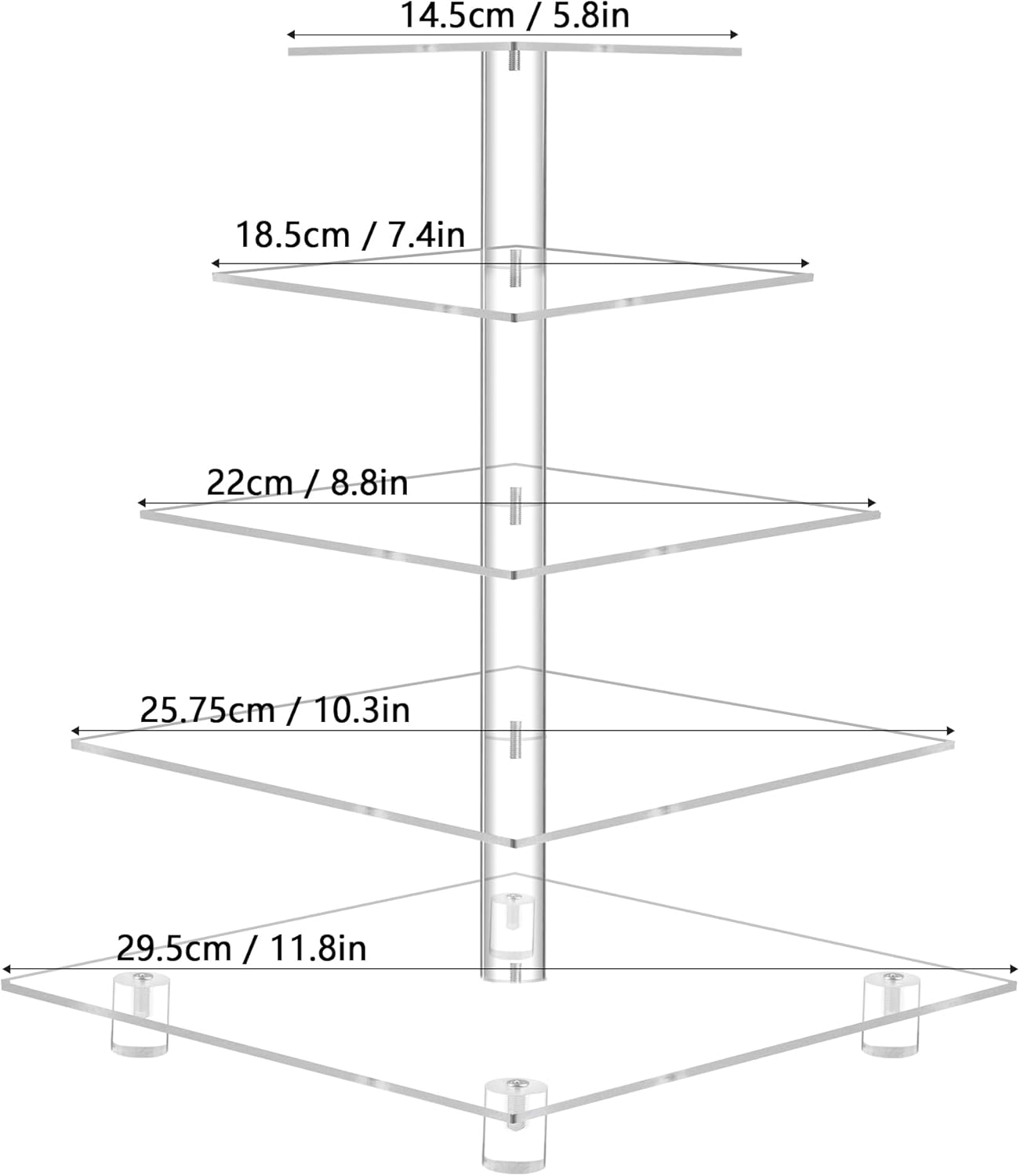 YestBuy Cupcake Stand, 5 Tier Square Cupcake Tree Tower, Clear Cupcake Holder, Pastry Display Rack for Party, Wedding, Baby Shower