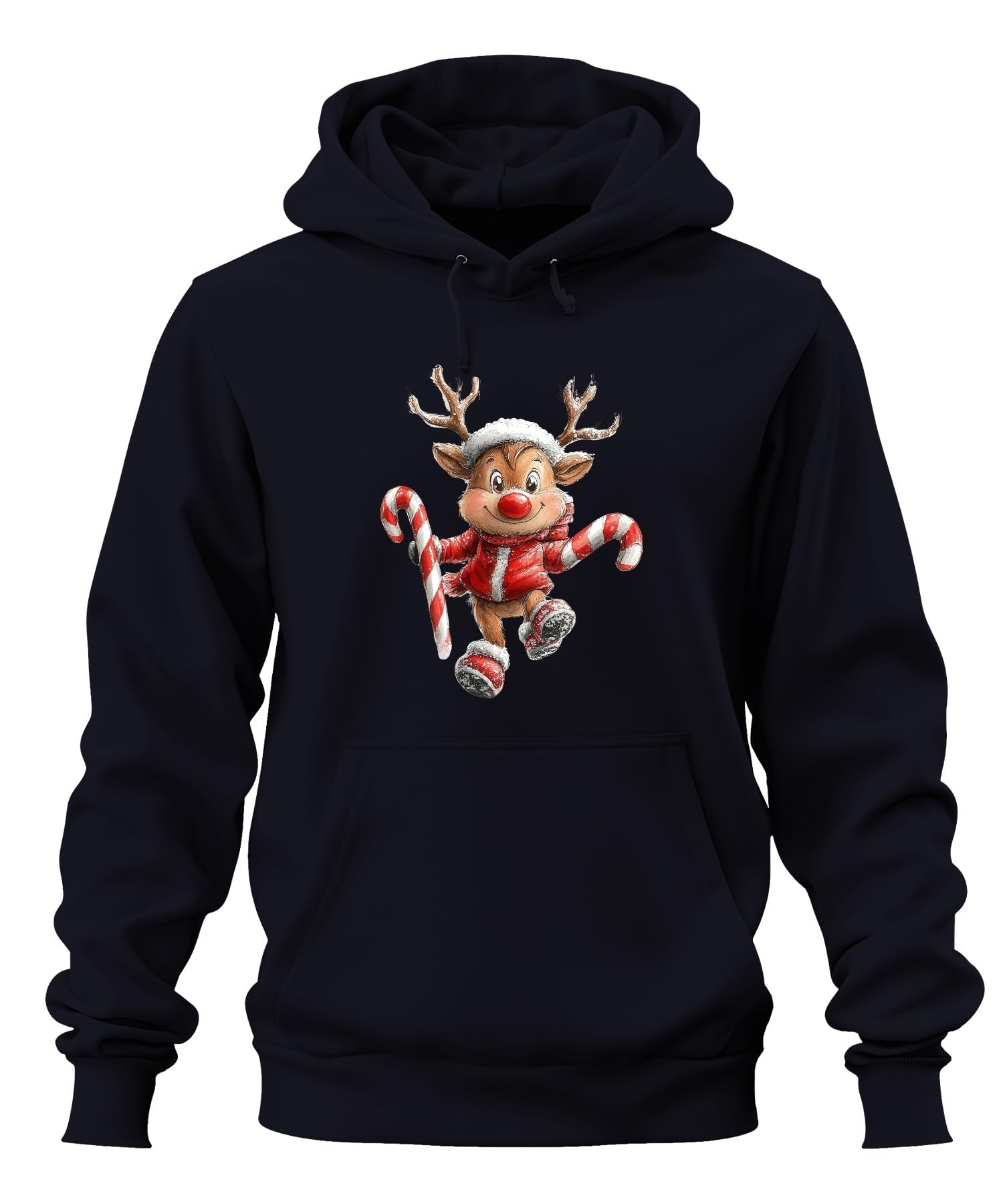 Świąteczny renifer czerwony nos zabawny prezent dla dzieci retro unisex bluza z kapturem bluza z kapturem