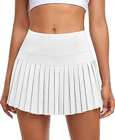 Saia feminina plissada de tênis com shorts embutidos, cintura alta, shorts atléticos para treino com bolsos para corrida esportiva