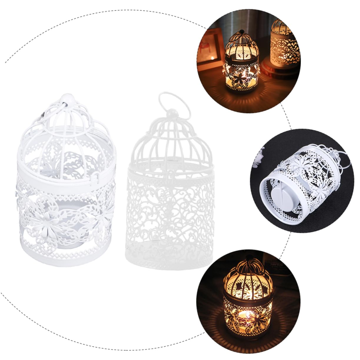 ULTECHNOVO 2 Series Candelabro De Jaula De Hierro Decorativo Sujetavelas Exterior Candelabro De Jaula De Pájaros En Forma De a Planchar 2 Piezas*2