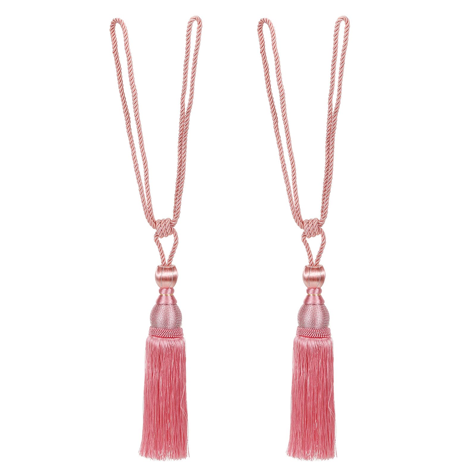 PATIKIL Curtain Tiebacks, 2 Pack Elegant Handmade Curtain Holdbacks Rope with Tassel Home Office Hotel Decorative, Pink