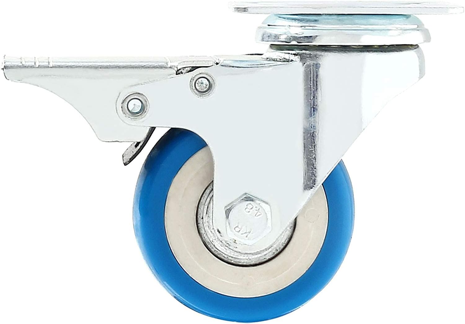 Best Quality 🔥 Online Best Service 4 Pack Caster Wheels Swivel Plate Stem Brake Casters On Blue Polyurethane Wheels (2 inch with Brake) Flash Deals - 70% OFF Online Best Service 4 Pack Caster Wheels Swivel Plate Stem Brake Casters On Blue Polyurethane Wheels (2 inch with Brake)