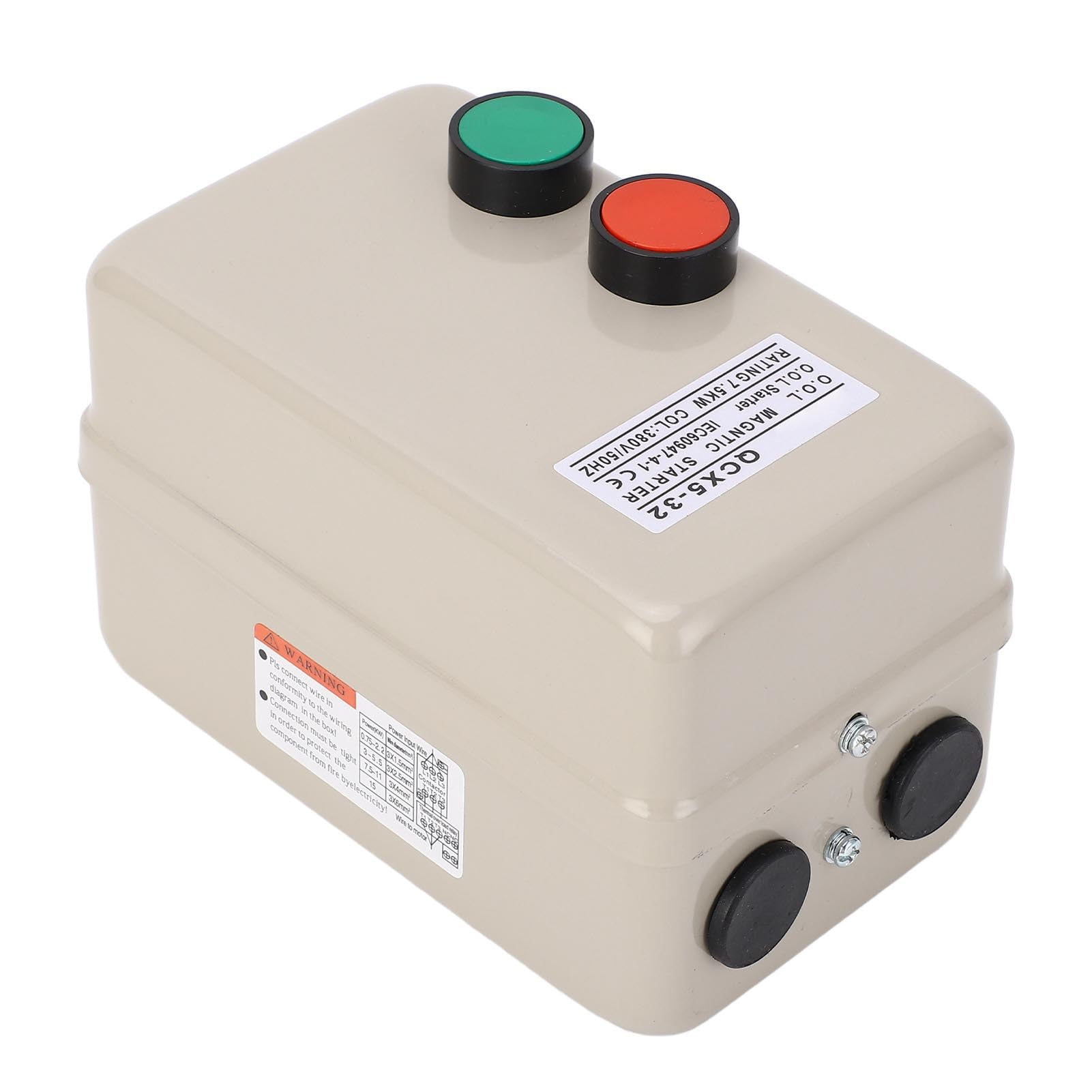 Arrancador magnético de motor eléctrico con protección contra sobrecarga para control de motor trifásico de 7,5 kW, 380 V, incluye carcasa de acero e instrucciones de cableado (idioma español