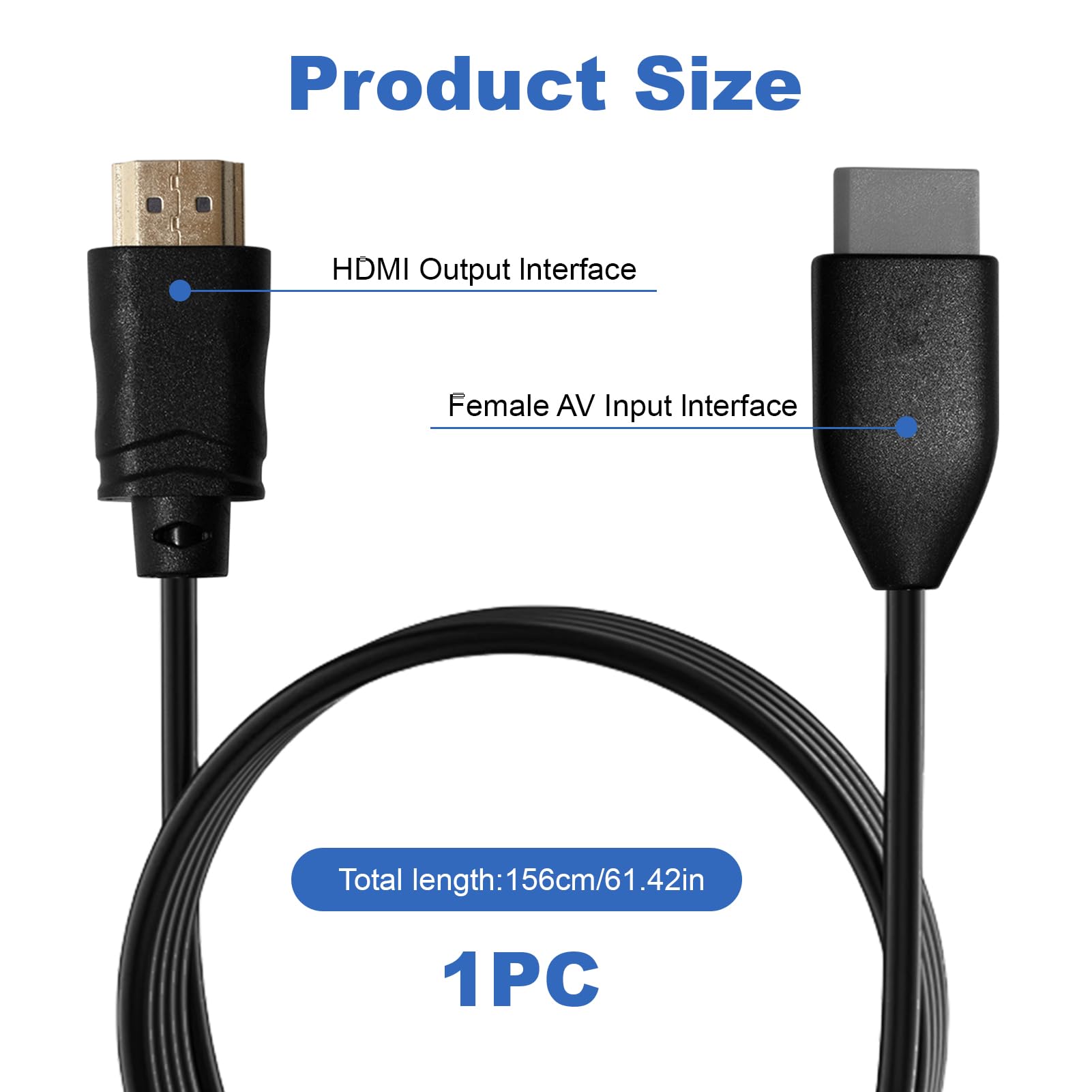 Equiyoal Adaptador para Wii a HDMI Cable Convertidor para Wii a HDMI Video Converter Full HD 1080P/720P para W-II Display Modes 720P NTSC para Monitor Projector TV, Integrado y diseño de Cable HDMI — view 7