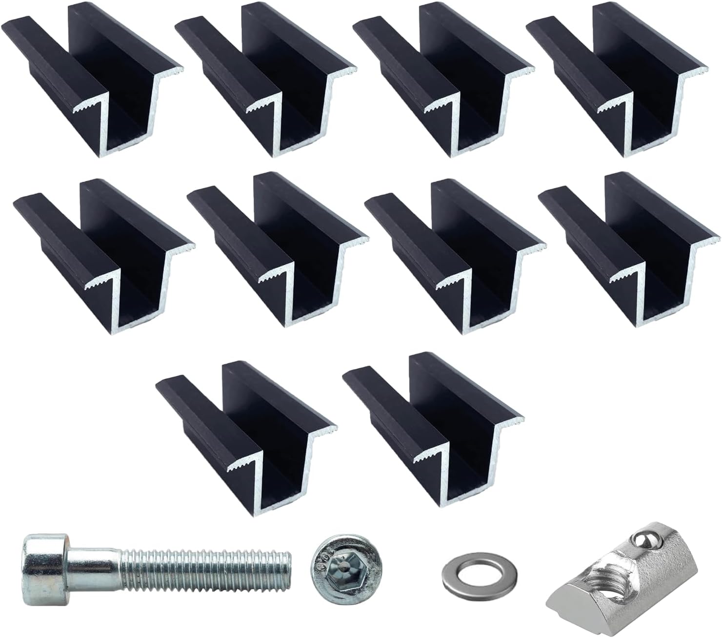 Centre Clamp Mount for Solar Panels PV Solar Panel Including Screws Set of 10 Centre Clamp Black Anodised 30 mm