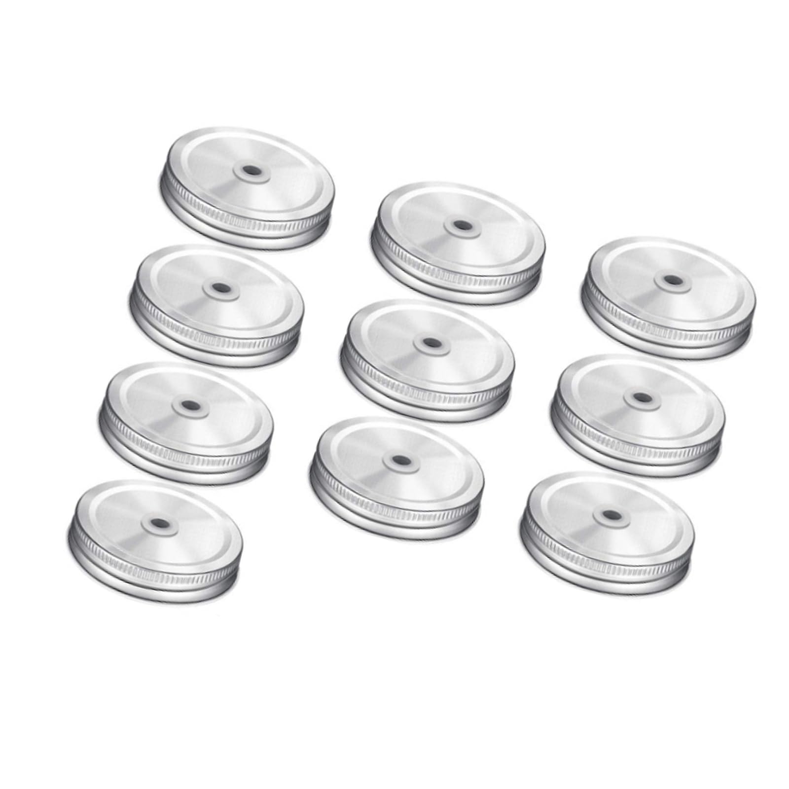Jazuaiao Practical Glass Jar Cover Straw Insert Leak Proof Seal Iron Materials Bottle Drinking Lid for Regular Mouth Hole Straw Friendly Glass Jar Lid Replacement