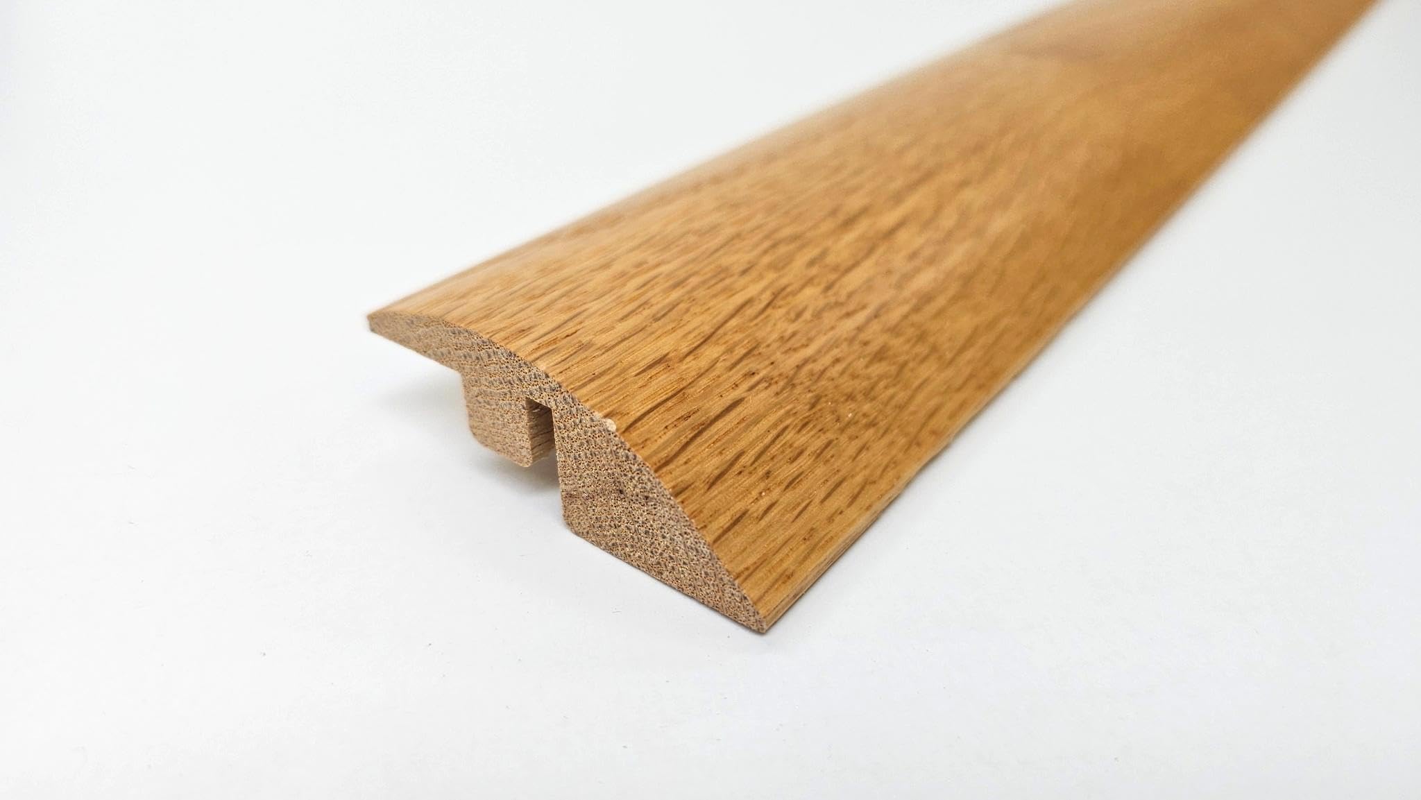 Perfil de umbral reductor de rampa de roble macizo, tira de transición para suelos laminados, vinilo, alfombras y suelos de madera dura, barra de puerta duradera, 90 cm de longitud