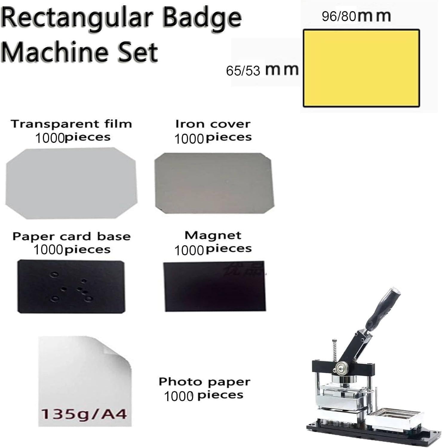 3 x 2inch /3.5 * 2.5inch Photo Magnet Maker Machine Consumables, Fridge Magnet Button Maker Supplies,DIY Square Photo Picture Magnet Button Press Machine Consumables,80*53mm(3*2inch)-1000set