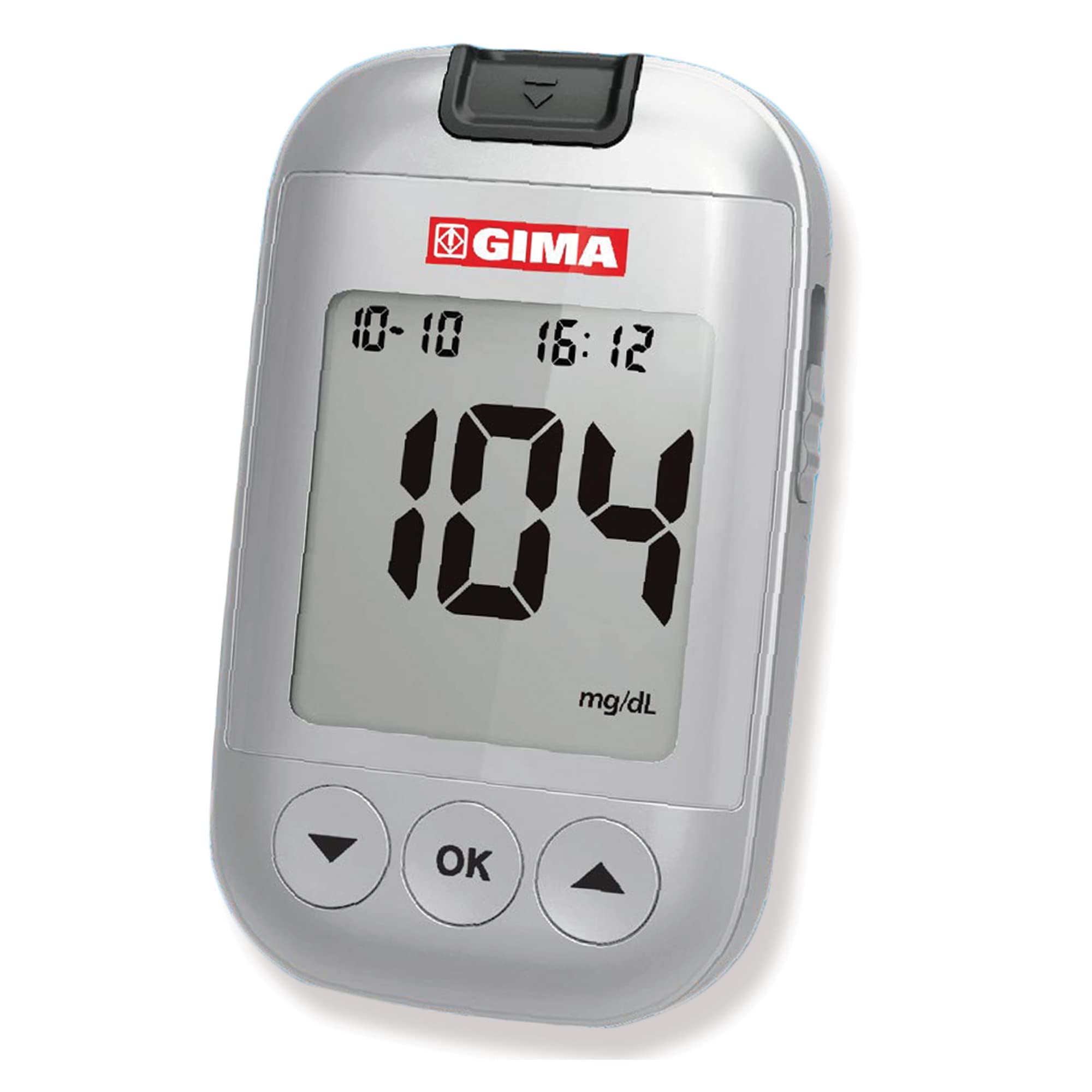 GIMA Misuratore Glicemia Glucometro Kit Completo Per Il Controllo e Il Monitoraggio Del Glucosio Nel Sangue Con 10 Strisce Soluzione Di Controllo 10 Lancette Sterili Penna Pungidito, IT,DE,GR,ES