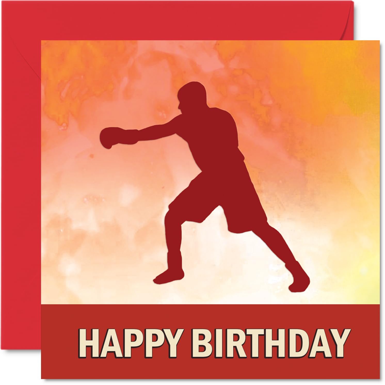 Boxing Sport Birthday Cards - Boys in Sports - Happy Birthday Card for Boy Son Brother Grandson Nephew Uncle Cousin, 145mm Bday Greeting Cards