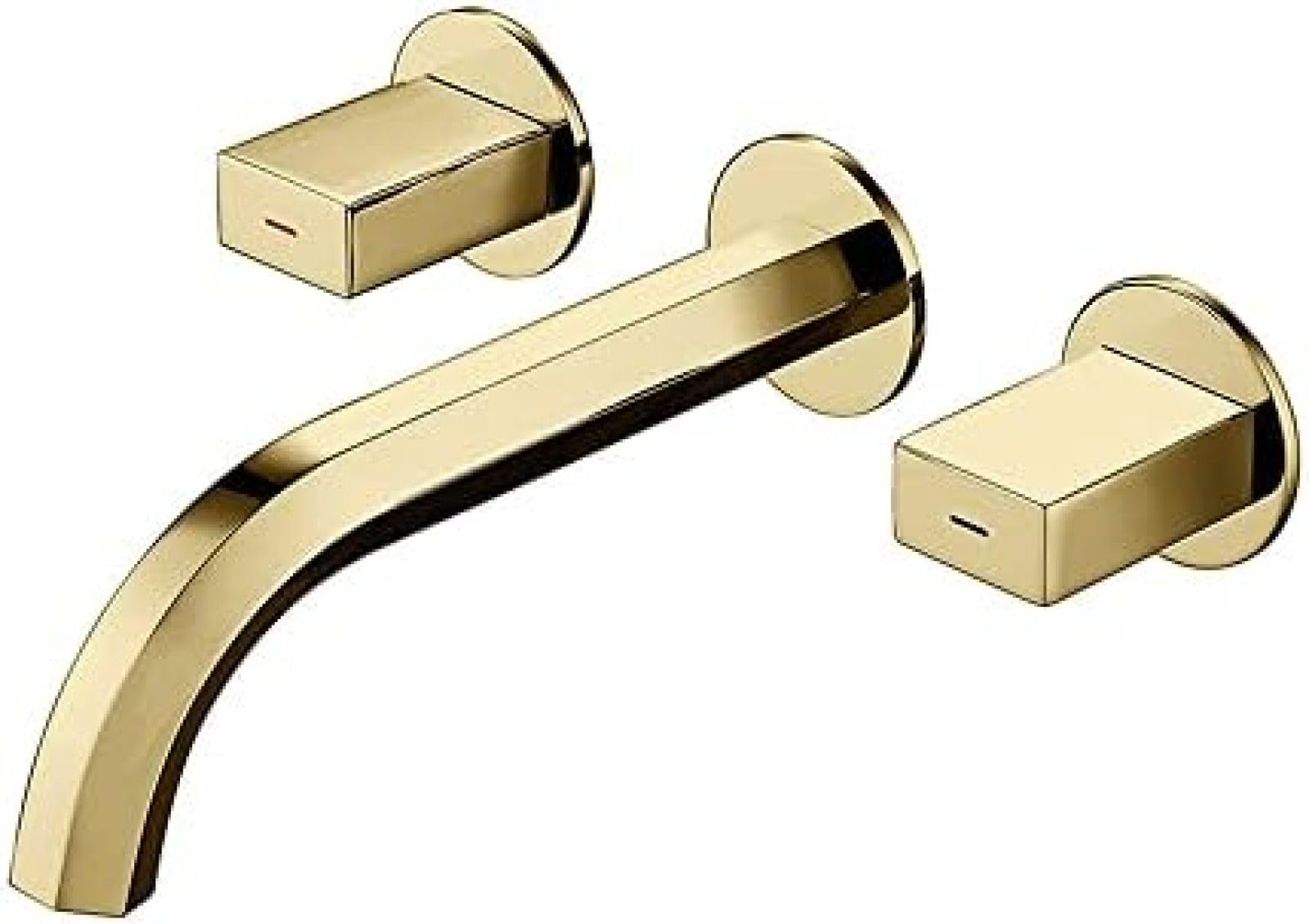 Miscelatore per lavello da Cucina, rubinetti, Rubinetto del Bagno a Parete, Doppia Maniglia Quadrata incorporata con rubinetti per lavabo a Tre Fori, Rubinetto Acqua Calda e Fredda