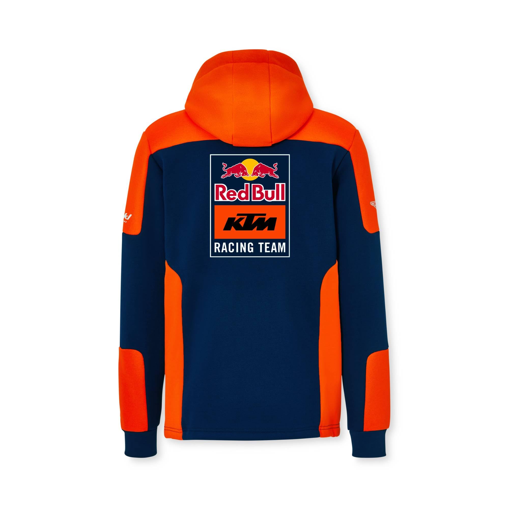 Red Bull - Sudadera con Cremallera del Equipo Replica KTM - Merchandising Oficial, Estampado Dinámico de Carreras, Hombres - Talla S - Azul/Naranja