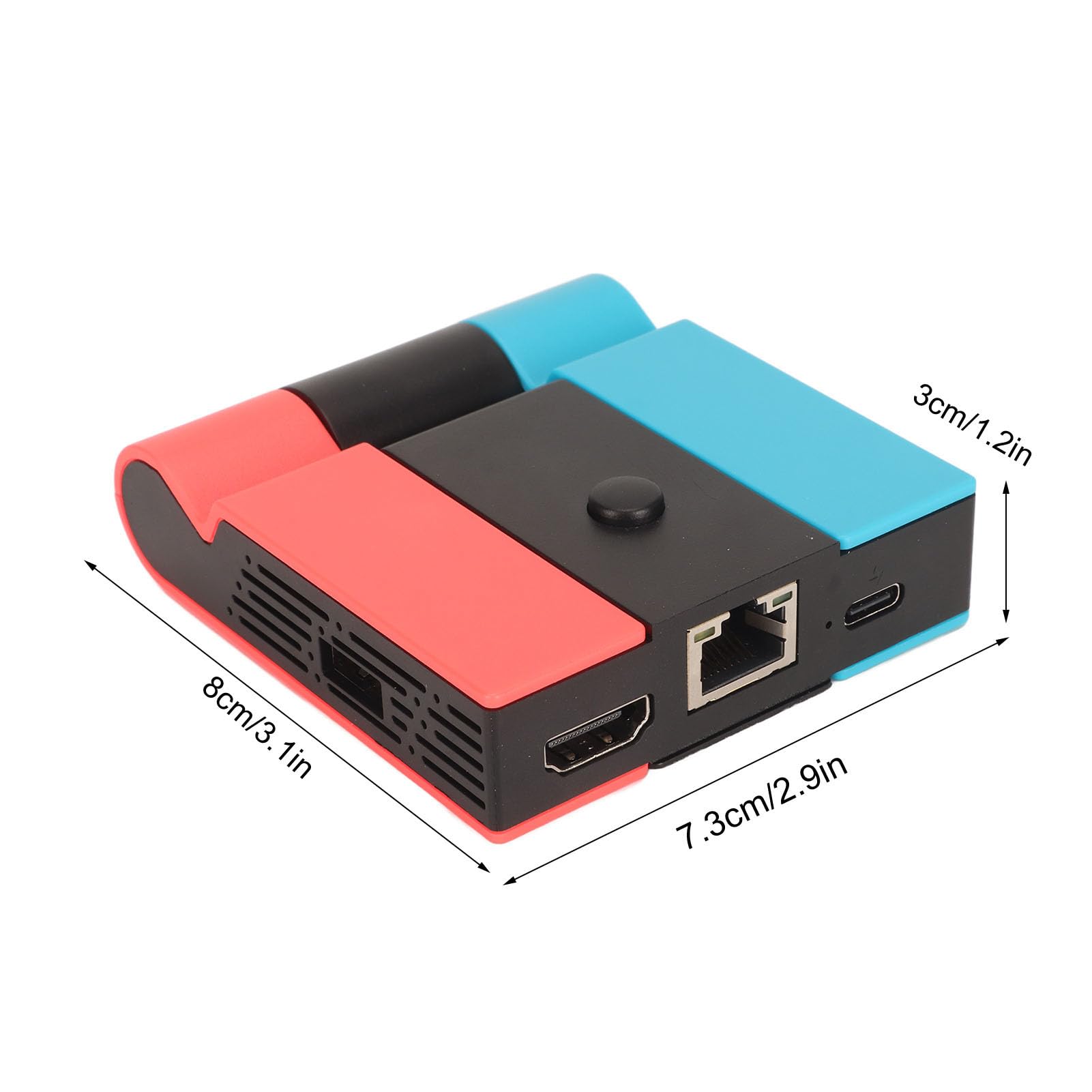Przenośna stacja ładująca HDMI, stacja dokująca do telewizora do Nintendo Switch/OLED, z dodatkowym adapterem portu USB 3.0, podstawka ładująca (czerwono-niebieski)