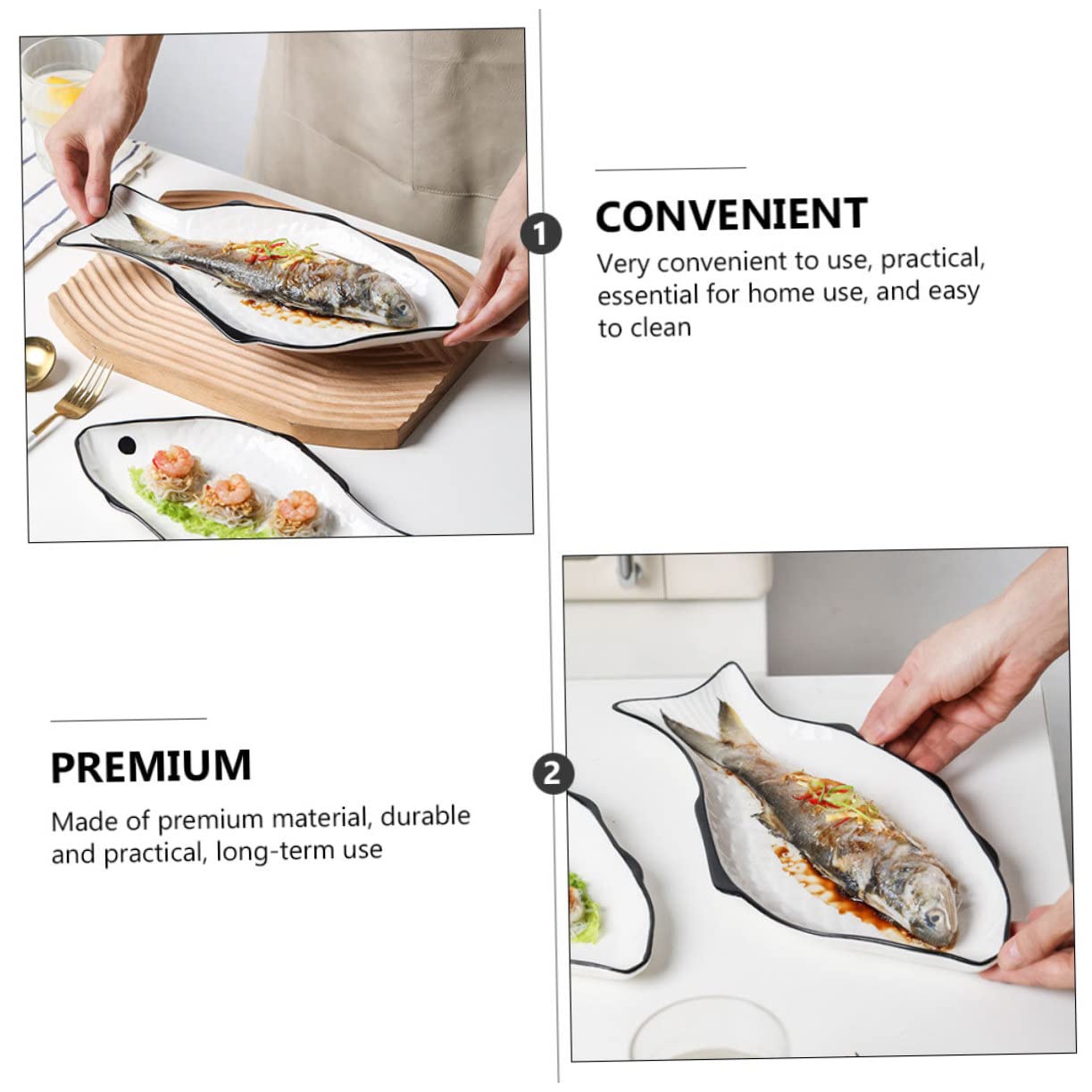 HEMOTON piatto di pesce al vapore a forma di pesce porta pesce in ceramica piatti da insalata bianchi teglie da forno pirofile per forno piatto da portata di pesce porta pesce creativo