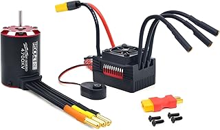 Surpass Hobby Supersonic 3650 Brushless Motor 3.175mm Shaft 4700KV Brushless Motor with Waterproof 60A ESC Combo Set for 1/10 RC Car Truck