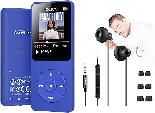 AGPTEK Reproductor de MP3 A02 con auriculares para dormir con aislamiento de ruido