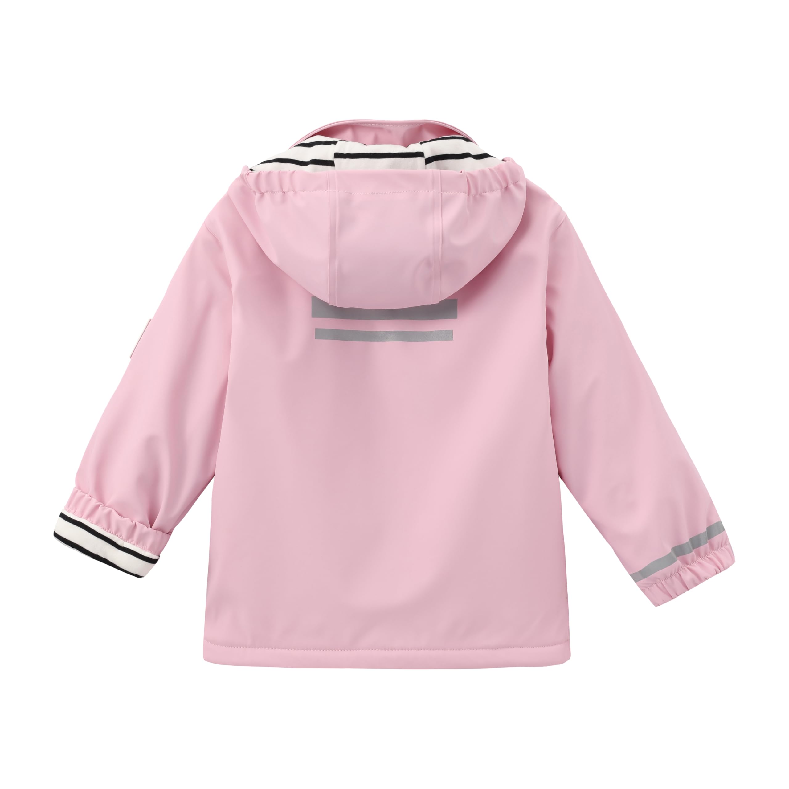 Ciré Imperméable 2 à 5 ans intérieur polaire fleece unisexe fille garçon avec Doublure Rayée sur capuche, Fermeture Éclair waterproof, Matière PU recyclable et minimisée de pollution