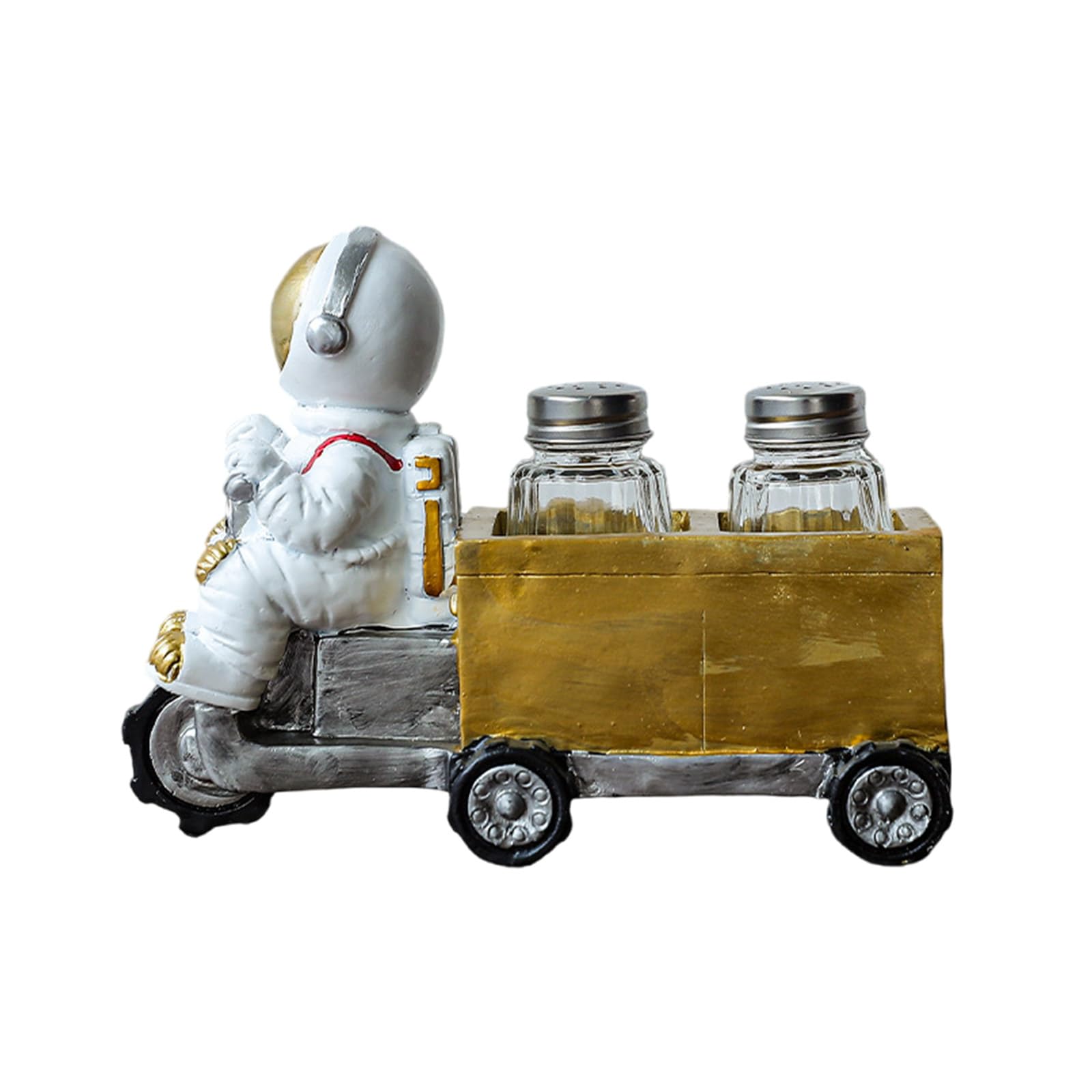 TFAOYS 2 Seasoning Bottle Resin Figurines Home Decorative Ornament Astronaut Statue Salts & Peppers Bottle Holder Decorative