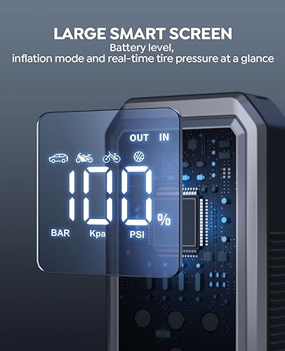 Miniatura 5 de Arrancador portátil para automóvil con compresor de aire, batería de coche YaberAuto 150PSI 3000A (9.0 Gas8.0L Diesel), 12V Jump Box Car Battery