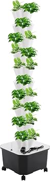 Hydroponic Growing Tower, 50 Pods Vertical Garden System with Water Pump & 6.6Gal Water Tank, Hydroponic Planting System Kit with 4 Wheels, for Vegetable, Strawberry, Lettuce, Herb