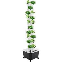 Hydroponic Growing Tower System, Vertical Hydroponic Grow Tower Aeroponic Tower for Herb with 6.6 Gal Tank, 50-Plant Capacity Movable Water Tank Hydrating Pump, Timer, Adapter