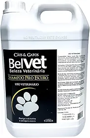 Shampoo Belvet Profissional Pet para Pelos Escuros e Pelos Pretos Cães e Gatos 5 Litros