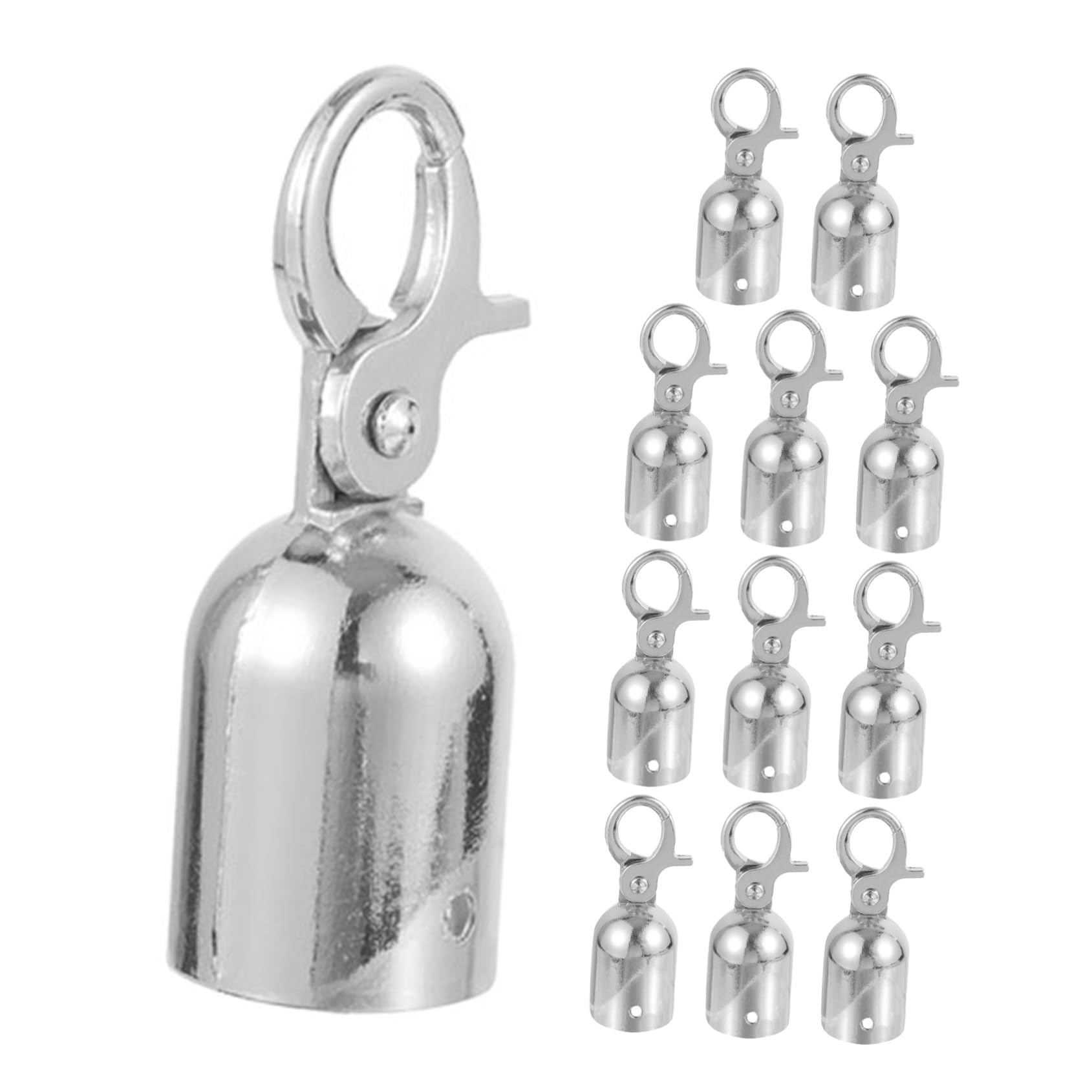 WOONEKY 12 Pezzi Ganci Metallici per Cordini con Chiusura Scatto Terminali Resistenti per Corde di Barriere e Corrimano Fissaggi Sicuri per Controllo Folla in Hotel e Aeroporti Finitura