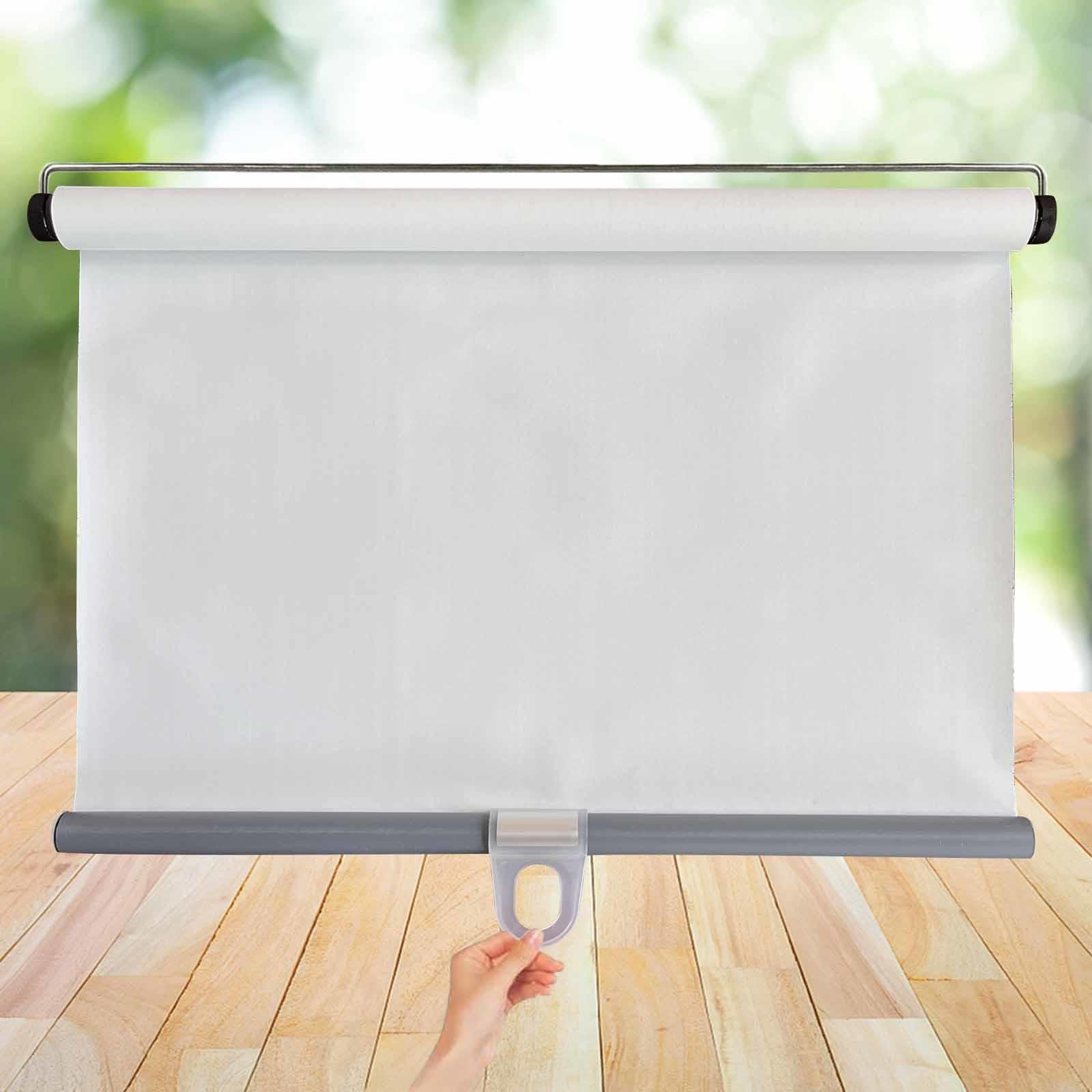 Dzhtuf White Blackout Curtains With Suction Cups, Retractable Roller Blinds For Windows, 40/50/65/72/80/105/120/150Cm, Cordless Sunshade Roller Shades, Temporary Thermal Blinds,-67X150cm/26X59in