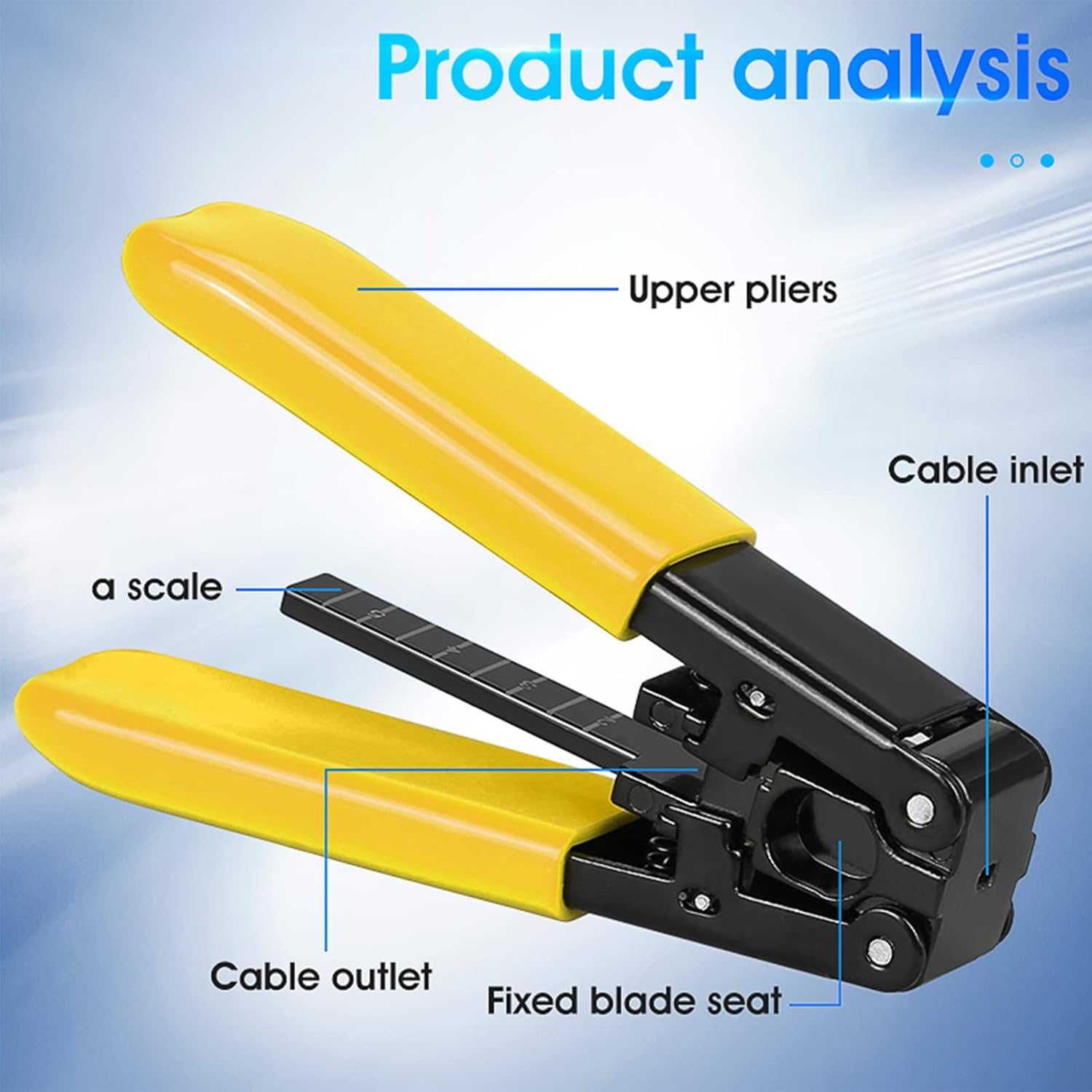 2 pcs Fiber Optic Drop Cable Stripper for Indoor 3.1 mm x 2.0 mm FTTH Drop Cables, Stripping Plier for Rubber-insulated Optical Cable, Yellow