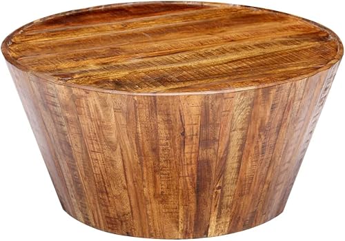 Miniatura 44 de Mesa auxiliar redonda de madera, mesa auxiliar de madera de acacia maciza, mesa auxiliar para sala de estar, hogar, oficina, 25.6 x 25.6 x 12.2