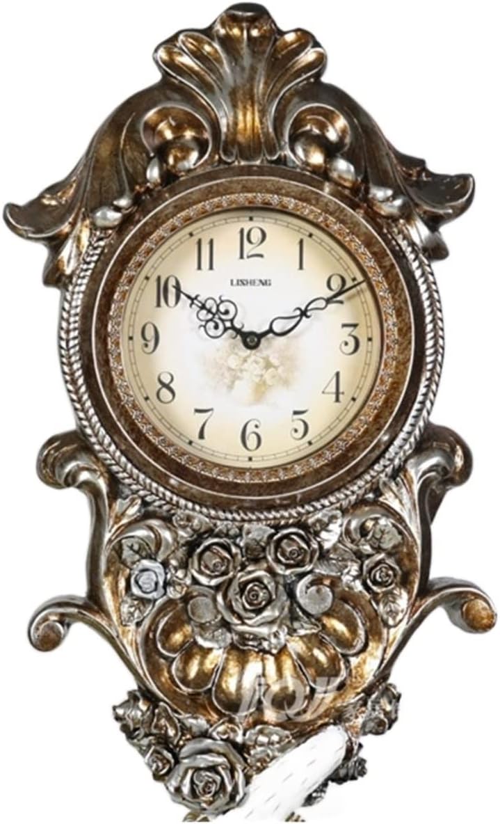 Grandfather Clock Harp Shape Retro Style Hotel Lobby Clock Resin Pendulum Living Room Floor Grandfather Alarm